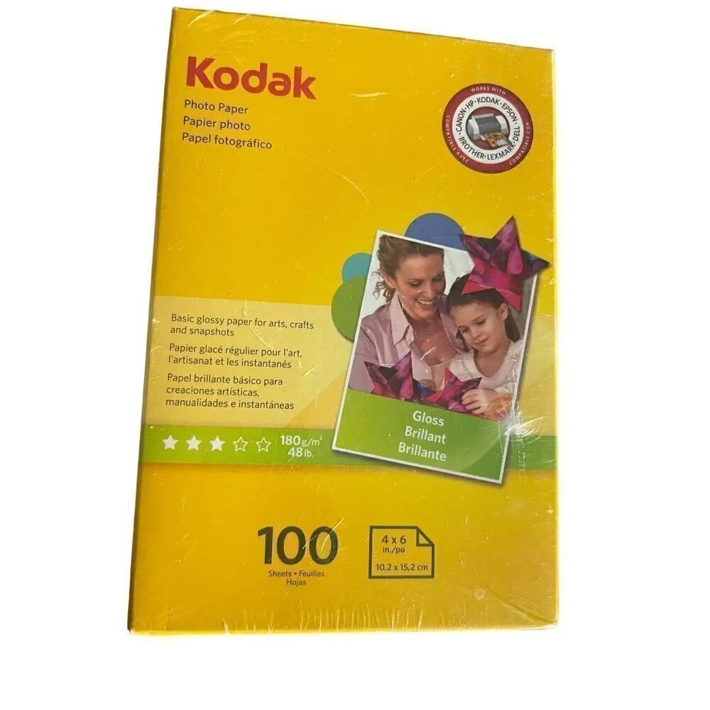 KODAKEAST White 6.5 Mil Glossy 100 Sheets/Pack Photo Paper Size 4 X 6 NEW